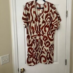 H&M Red and Cream Abstract Dress